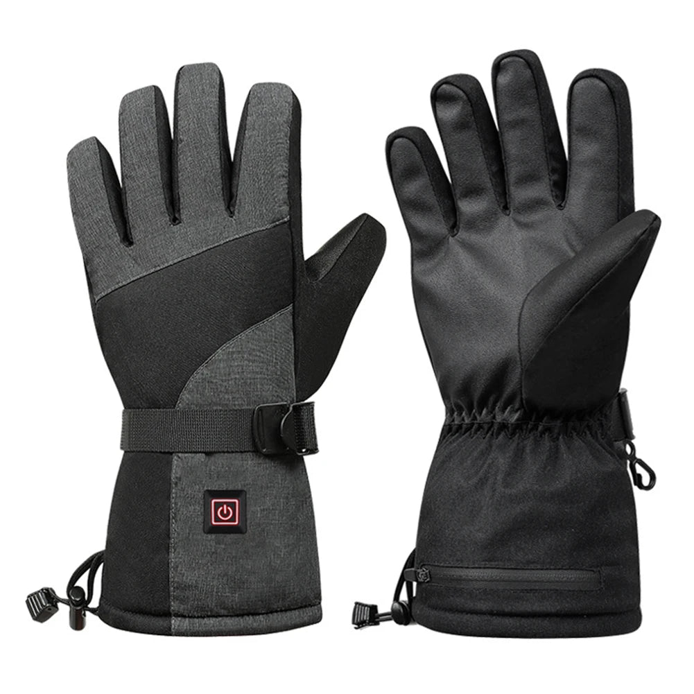Unisex Outdoor Cycling Gloves 3 Speed Temperature Graphene Ski Gloves Touchscreen Non-Slip Windproof for Climbing Hiking Cycling