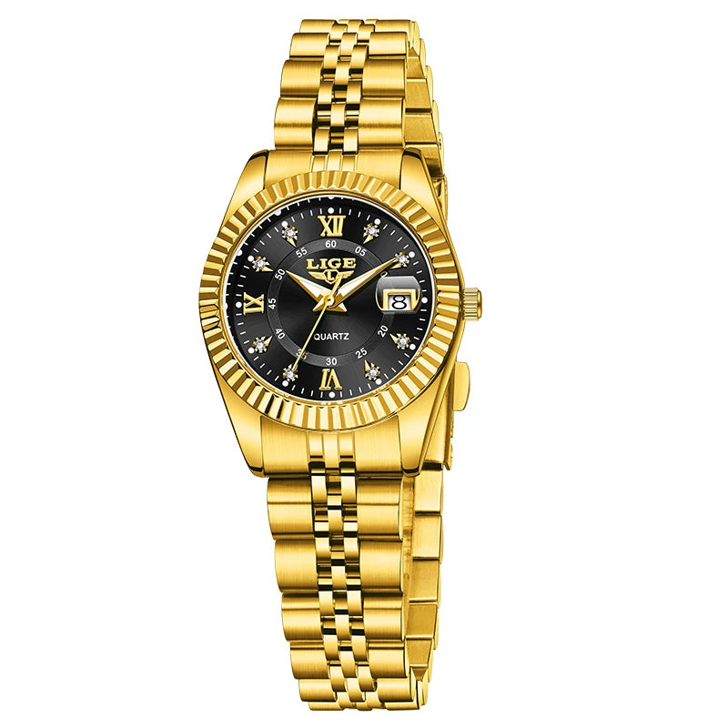 LIGE Top Luxury Watches For Women Vintage Fashion Ladies Watch Waterproof Date Stainless Quartz Wristwatches Reloj Mujer 2025