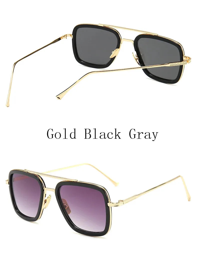 Tony Stark Robert Downey Square Sunglasses for Men Women Fashion Classic Vintage Design Metal UV400 Transparent Sun Glasses 2025