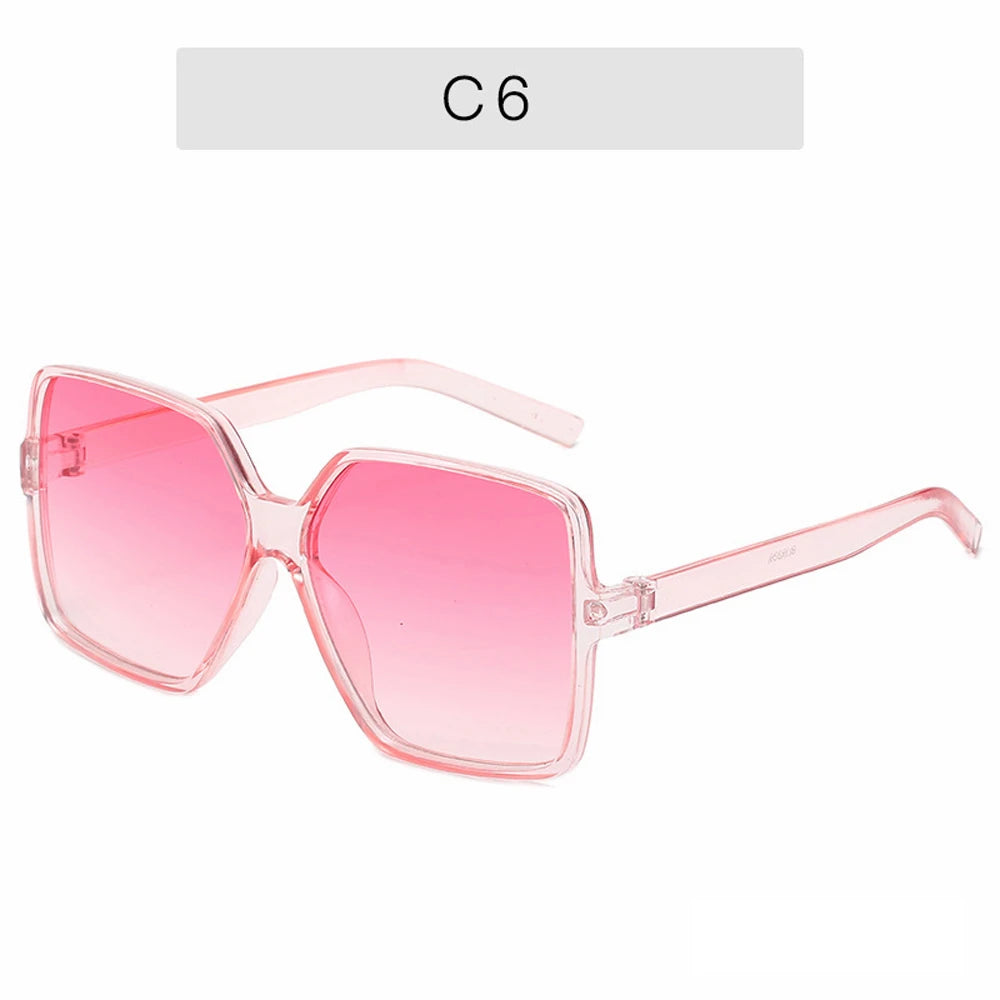 Oversized Sunglasses Women Vintage Large Square Frame Sun Glasses Female Gradient Shade Eyewear Men MIRROR Driving Glasses UV400