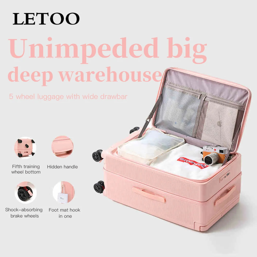 2025 Front-opening Luggage. 26-inch anti-drop rolling suitcase, 20-inch carry-on luggage, combination suitcase, 24-inch travel b