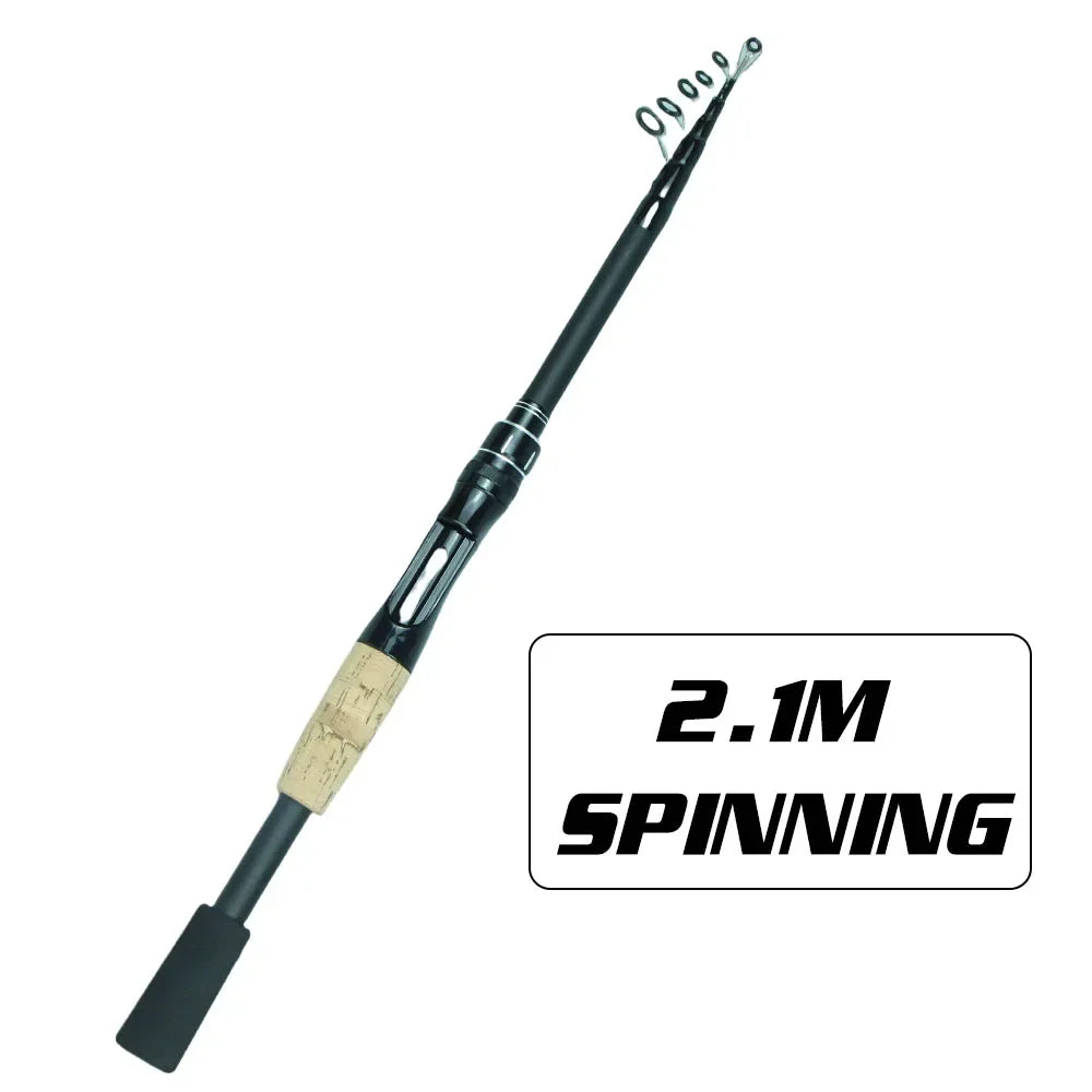 SantaKing Spinning /Casting Telescopic Fishing Rod  1.8m 2.1m Carbon Fiber Portable Travel Fishing Pole Rods