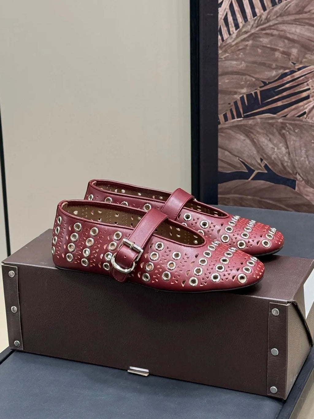 Women's Shoes Ballet Flats In Vienne Lambskin With Eyelets Classical Japonese Shoes Mary Jane