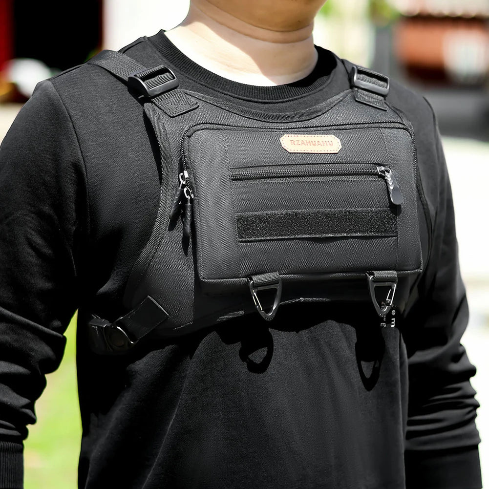 Fashion Sport Backpack Multi-Pockets Streetwear Chest Bag Adjustable Strap Travel Vest Backpack for Running Travel