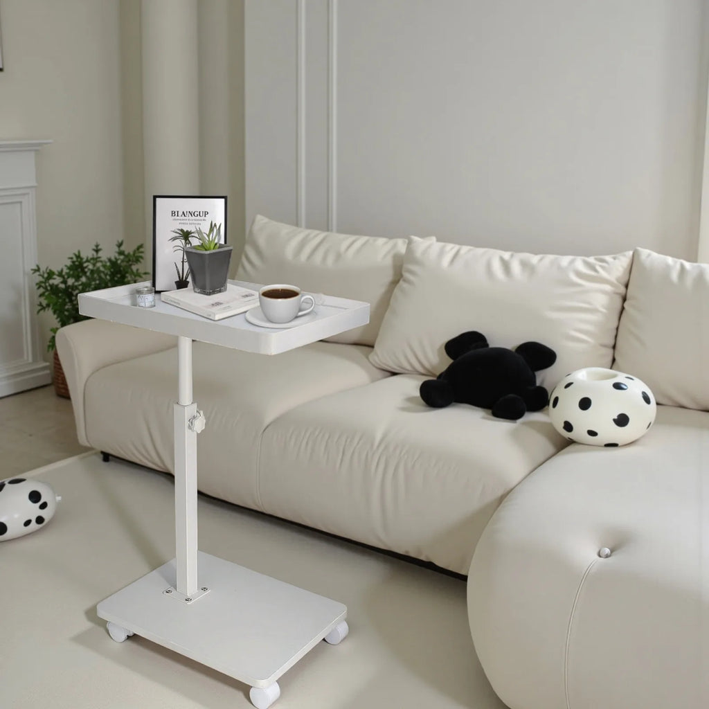 Sofa Side C-Shaped Coffee Tea Table With Wheel Simple Mobile Storage Desk Multifunctional Table for Home Living Room Bedside