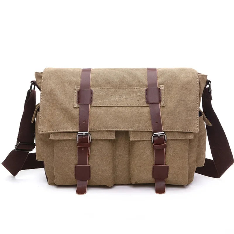 Men's Business Messenger Bags For Men Shoulder Bag Vintage Canvas Crossbody Pack Retro Casual Office Travel Bag