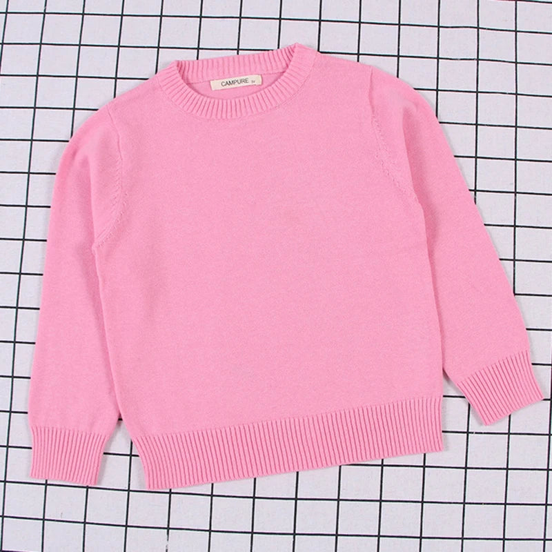 Autumn Kids Baby Boys Girls Pullover Sweaters Casual Baby Boys Girls Long Sleeve Sweaters Candy Color Knit Children's Sweaters