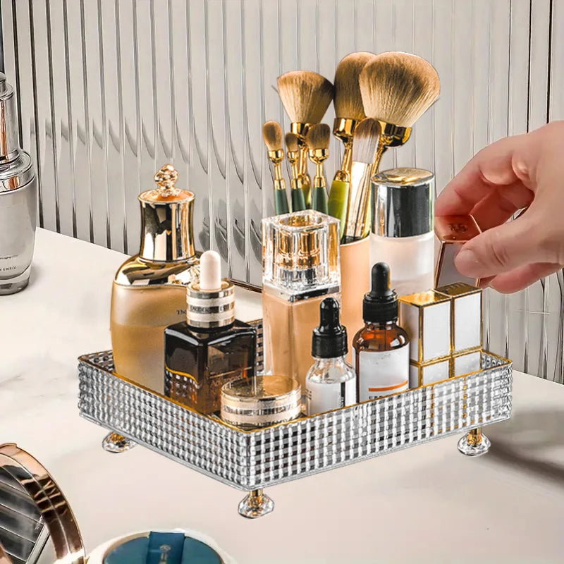 1Pc Cosmetic Storage Rack, Desktop Bathroom Tray, Perfume and Cosmetic Organization Rack, Cosmetic Ring Storage Tray, Home Decoration, Bathroom Accessories