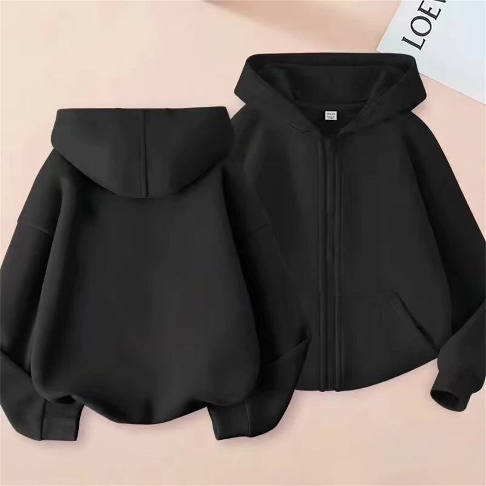 Children Fashion zipper style Clothing Boys Girls Hoodie  Tops Spring Autumn Leisure Sweatshirr Toddler 3-12 Year Red Black Coat