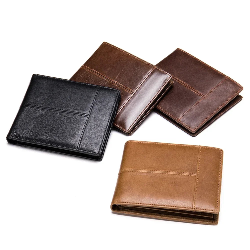 Genuine Leather Wallet with Coin Purse RFID Wallet for Men Cardholder Money Bags