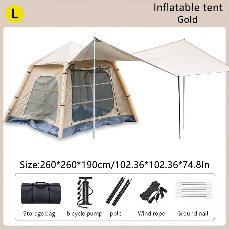 Inflatable Tent for 4-6 People, Large Area, Waterproof, Family Hiking Traveling, Automatic Opening Camping Tent