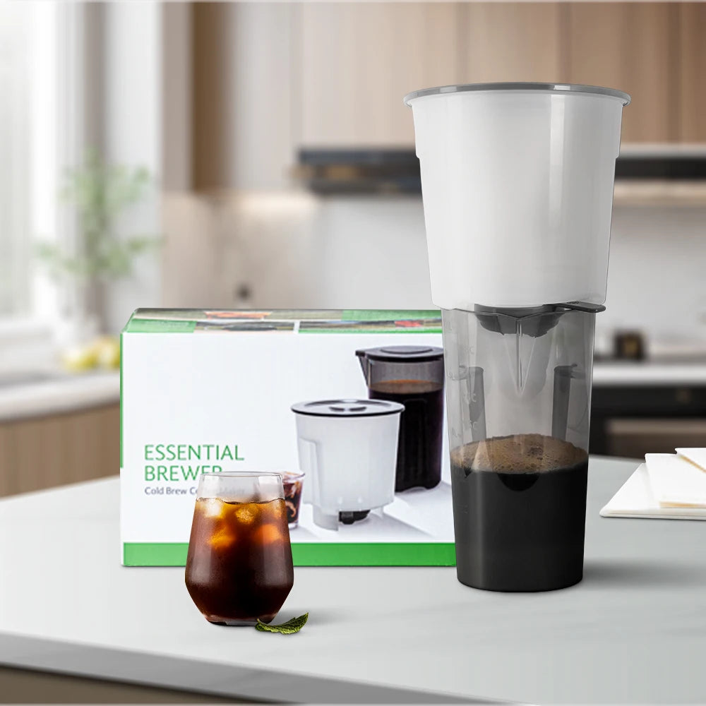 Portable Cold Brew Coffee Pot 1.9L Large Capacity Ice Drip Coffee Filter Pot Tea and Coffee Cold Brew Pot