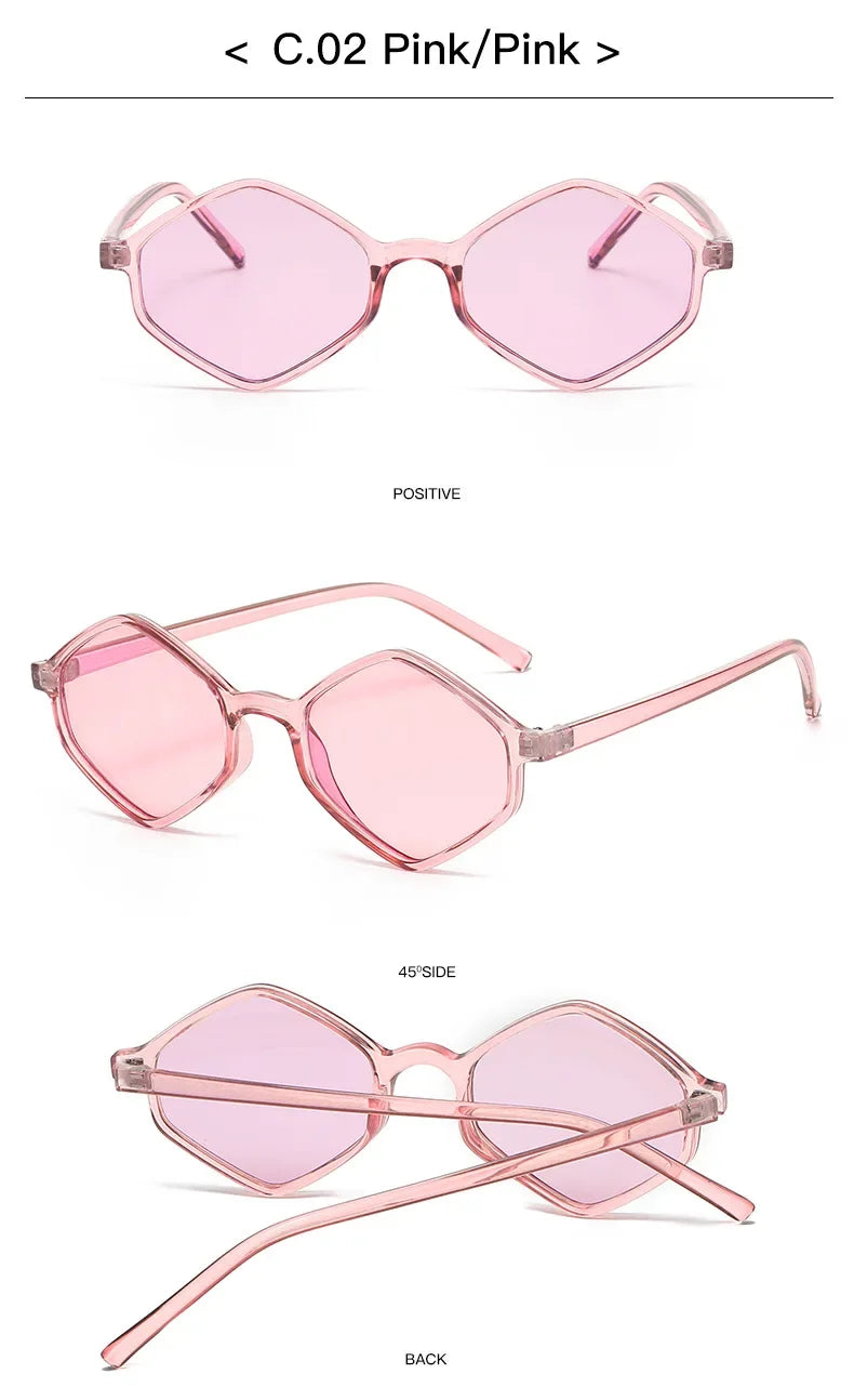 2025 Sunglasses for Women Rhombus Clear Blue Sun Glasses Irregular Vintage Small Frame Goggle UV400 Ladies Lentes De Sol Mujer