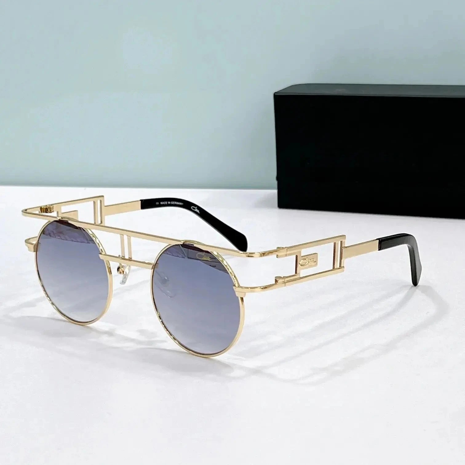 Original CCAZAL MOD958 Fashion Circular Gold Alloy Frame Men Sunglasses Classic Casual UV400 Gradient Retro Women Couple Eyewear