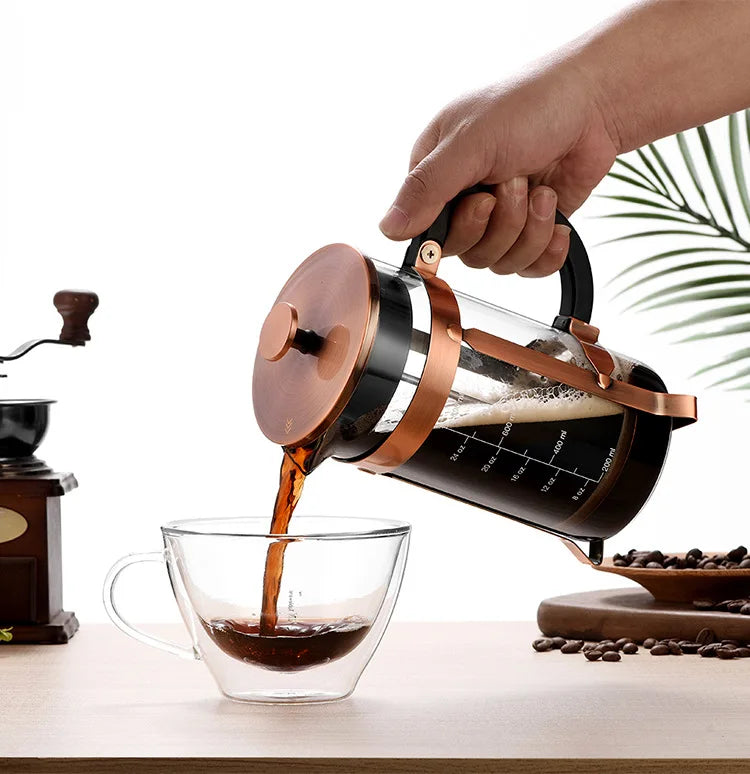 French Press Pot High Borosilicate Glass Pot Household Double-layer Filter Screen Hand Brewed Coffee Pot