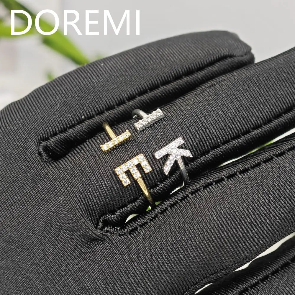 DOREMI 14k Gold Plated Personalized Gift Jewelry Women Ring Custom Name Initial Letter Cuff Ring