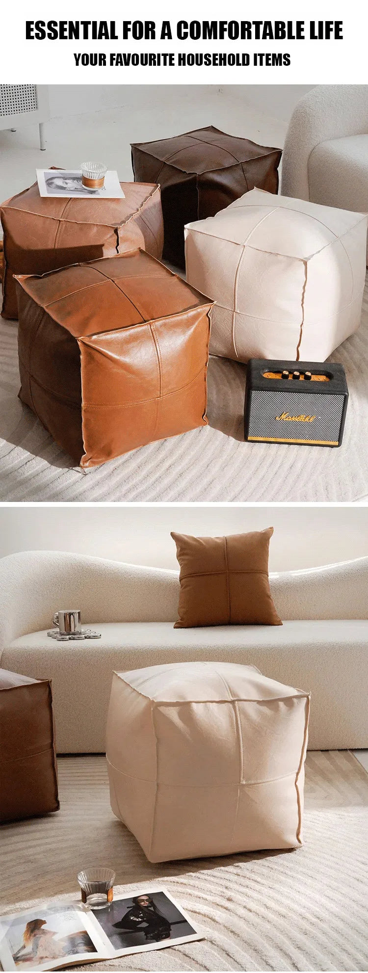 Living Room Sofa Collection Short Stool Idle Clothes DIY Lazy Sofa Household Sitting Pier Bay Window Stool Clothes Storage Bag