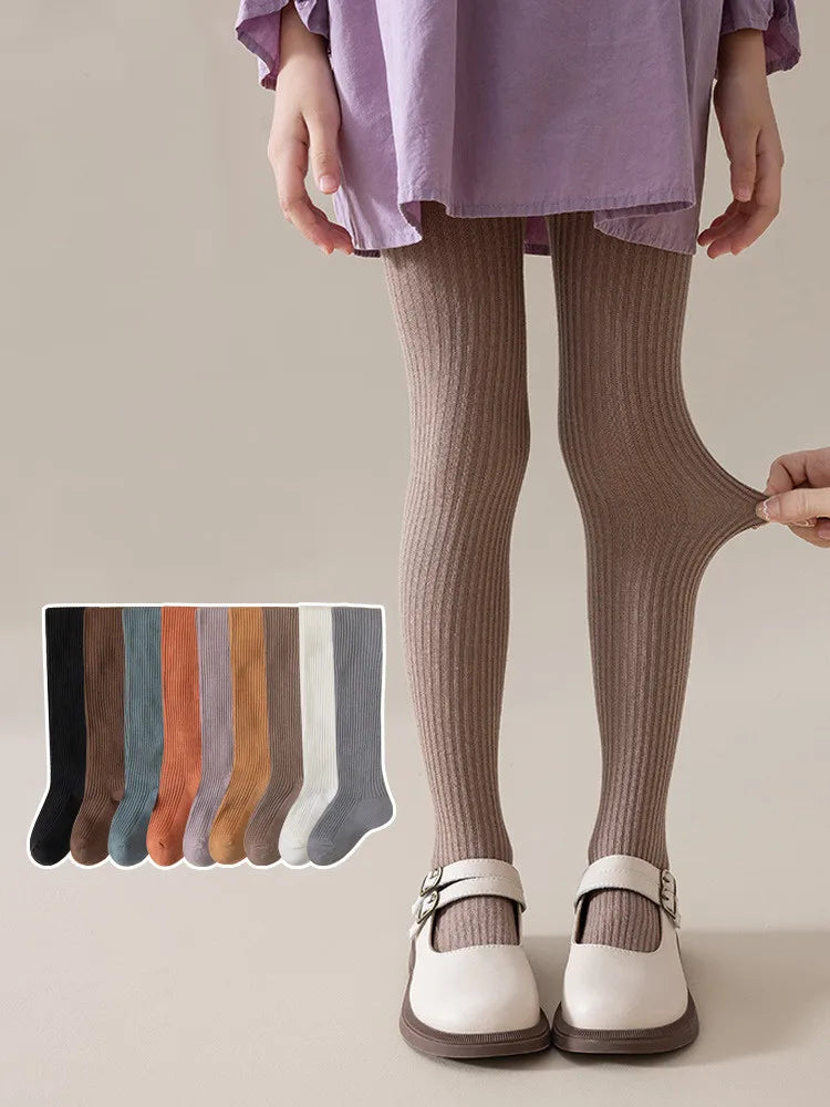 Children Fashion Tights Baby Girl Pantyhose Cotton Knitted Stocking Toddler Kids Solid Leggings Casual Pants For 0-12Y