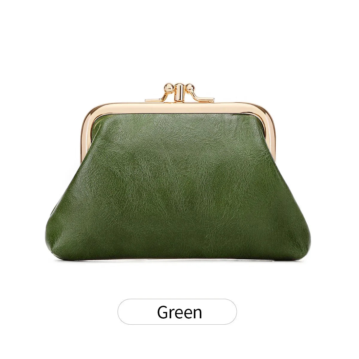 Cute Clip Lock Women's Coin Purse Retro Solid Color Bifold Kiss Lock Small Wallet Simple PU Leather Lipstick Portable Pocket Bag