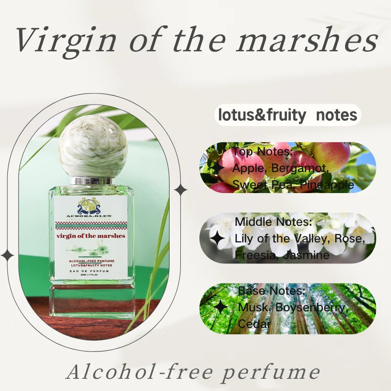 Perfume 50ML Lotus Aqua Eau de Parfum Fresh Aquatic Floral for Women with Apple Bergamot Perfume Musk Cedar Tropical Notes