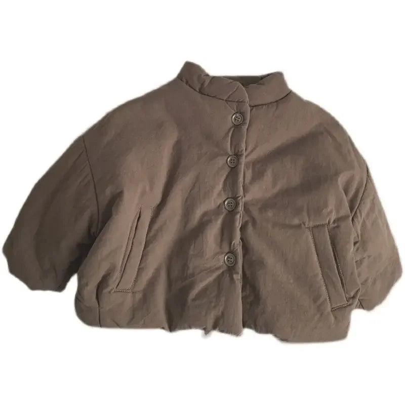 Winter Kids Jacket Thicken Cotton Warm Boys Girls Winter Coat 2024 Solid Color Children Retro Style Outwear Windproof Warm Coat