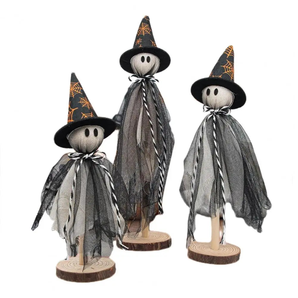 Fun Halloween Decorations Halloween Decor Set of 3 Wooden Ghost Ornaments Adorable Halloween Decorations with Fabric for A