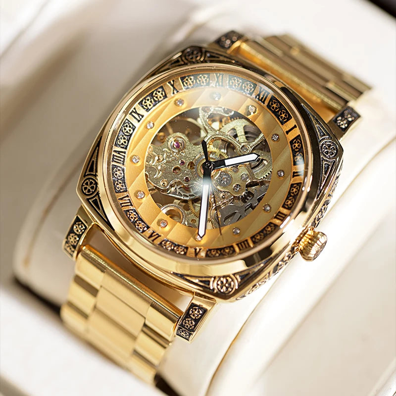 CILOA fully automatic mechanical watch men's round gold high quality business gift for boyfriend 2025 new mechanical watch