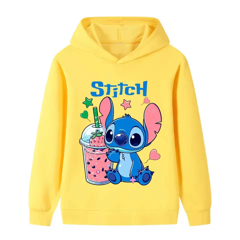 Disney Stitch Children's Spring and Autumn Hoodie 2-12 Year Old Boys and Girls Casual Fashion Outdoor Sports Long Sleeve Top