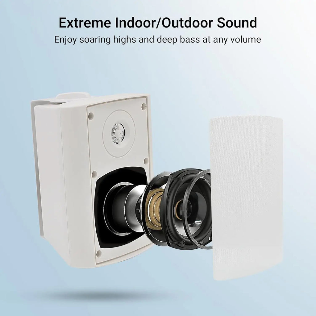 Herdio 4'' 200 Watt Outdoor Indoor Bluetooth Speakers Wall Mount Waterproof Wired Strong Bass Loudspeaker For Patio Deck Yard