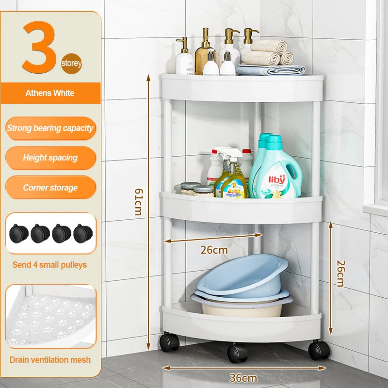 Bathroom Storage Cart With Wheels Kitchen Living Room Storage Rack High Load-Bearing Capacity Home Accessories