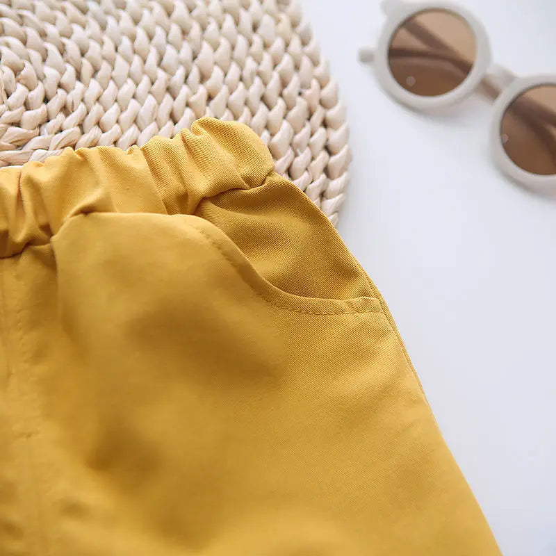 Summer Toddler Baby Boys Girls Short Sleeve Solid Jacket Clothes Set Solid Boys Girl Casual Shorts 2pcs Suit Cute Kids Outfits