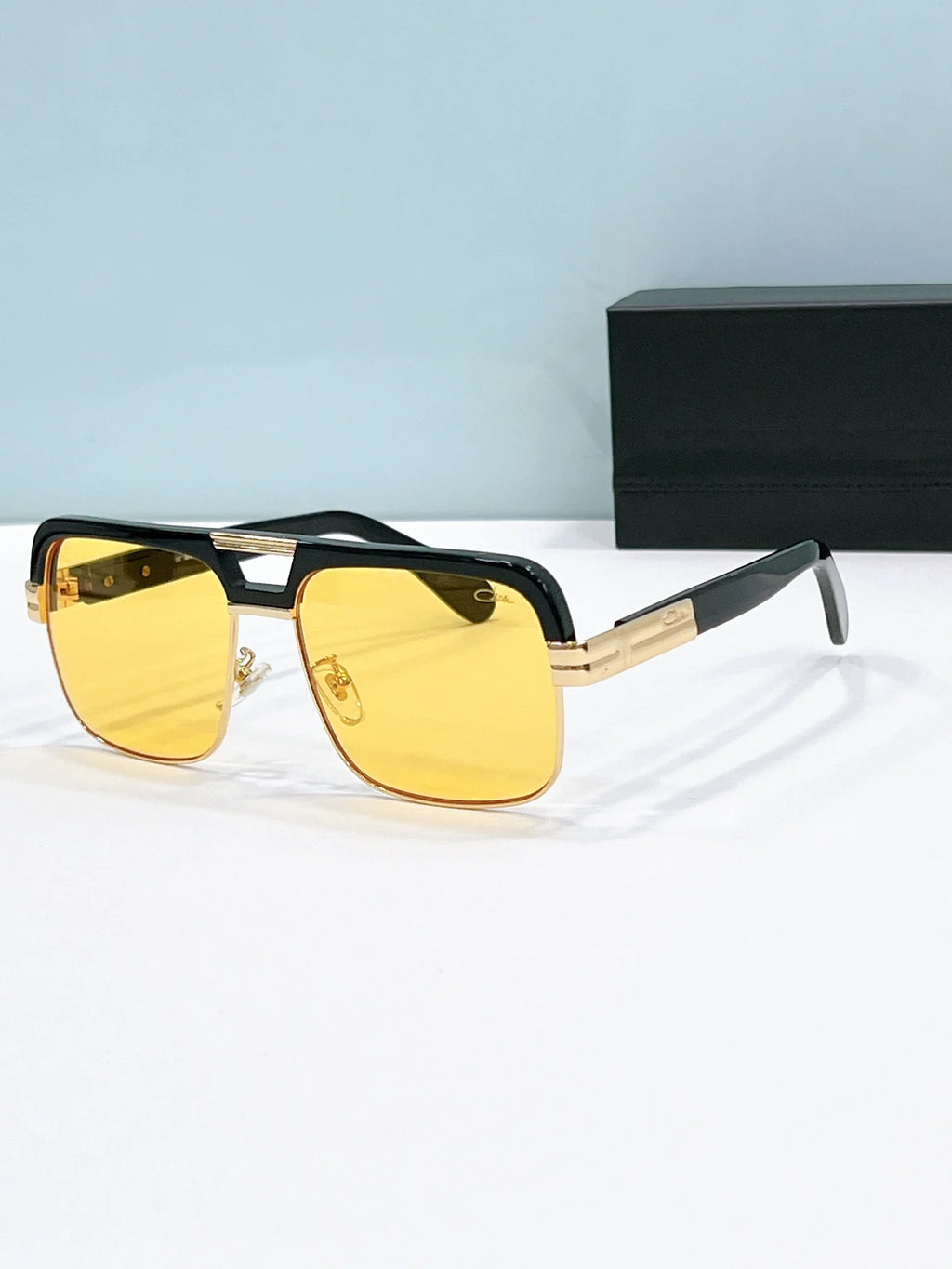 Original CCAZAL MOD993 Luxury Black Acetate Frame Square Men Sunglasses Yellow Lenses Driving Anti-Glare Women Couple Eyewear