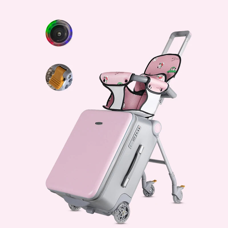 Kid Suitcase Luggage with Spinner Wheels,Large Suitcases with Child Seat Design,20 Inch Hardside Carry on Luggage for Travel