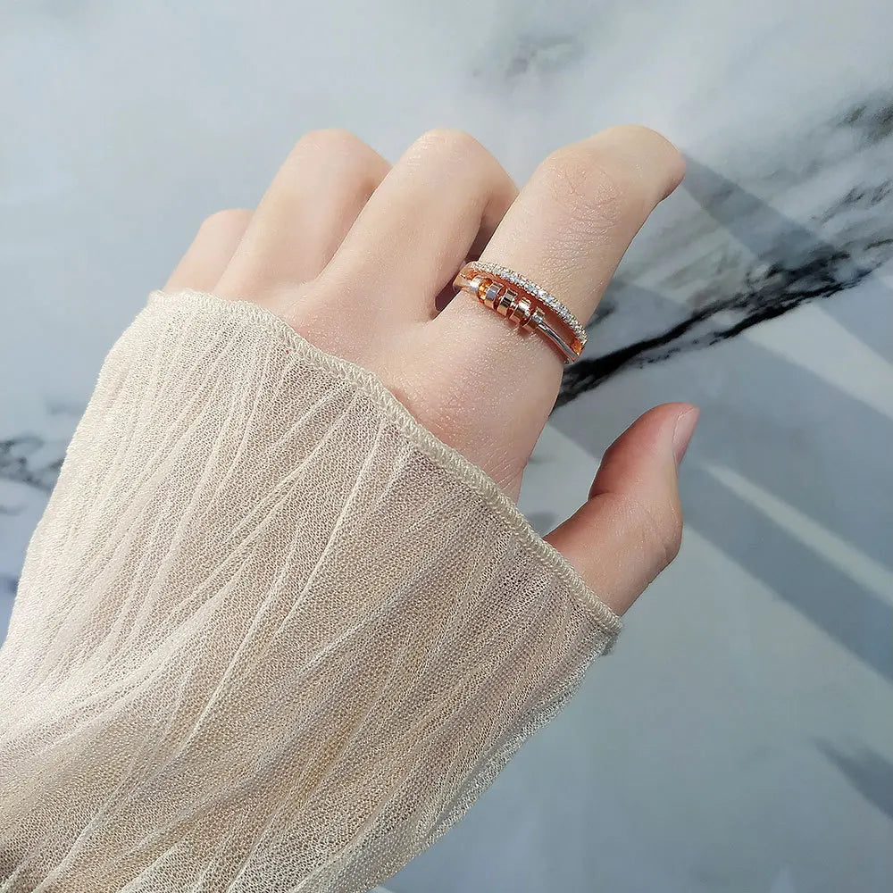 Adjustable Anxiety Ring Custom Name Ring 925 Silver  Relieve Fidget Spinner Beads Meditation Ring For Women Customized Jewelry