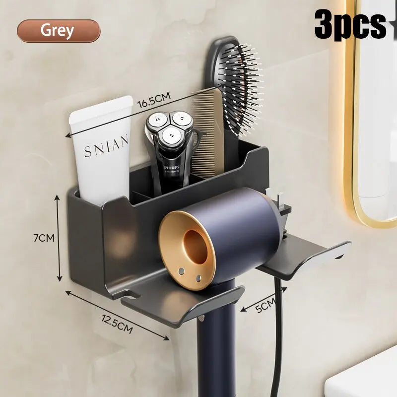 Bathroom hair dryer storage rack Multi functional storage rack Wall mounted non perforated hair dryer storage rack