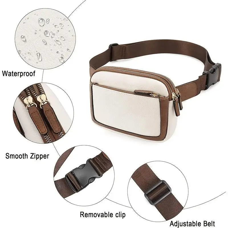 Women's Bag  Leather Waist Pack Crossbody Chest Bags Travel WaterProof Belt Bag Sport Purse Pocket Unisex