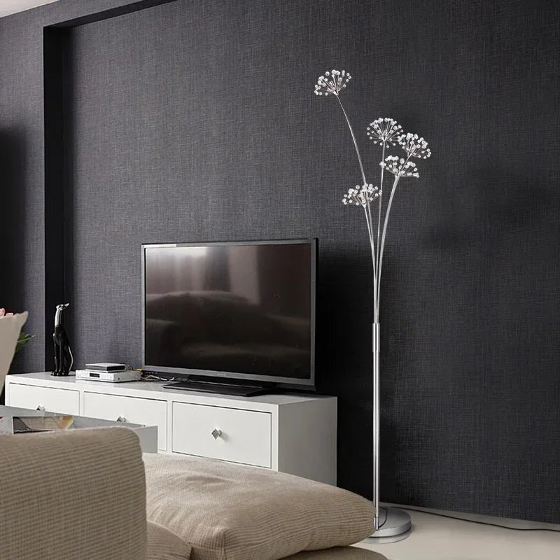Modern Crystal Led Lighting Floor Lamp for Living Room Table Lamp Stainless Steel for Bedroom Crystal Floor Light for Kitchen