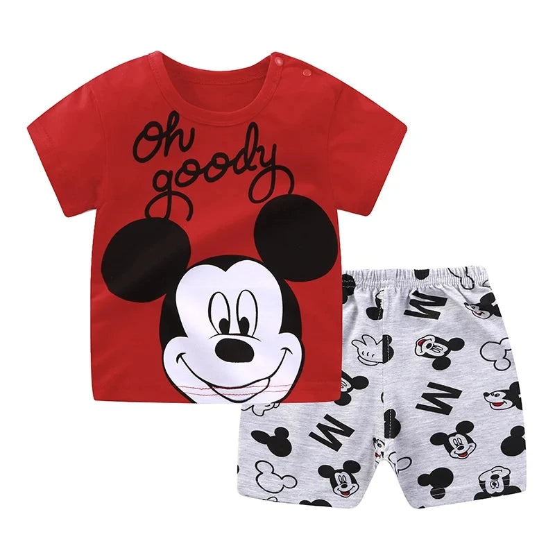 0-3year Old Baby boys Clothes set Outfits Summer Short Sleeved T-shirt Sets Toddler Costume Printed Cartoon Cute boys Suits