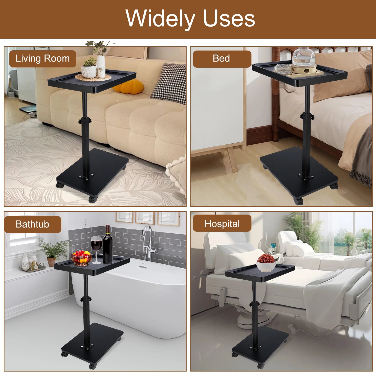 Sofa Side C-Shaped Coffee Tea Table With Wheel Simple Mobile Storage Desk Multifunctional Table for Home Living Room Bedside