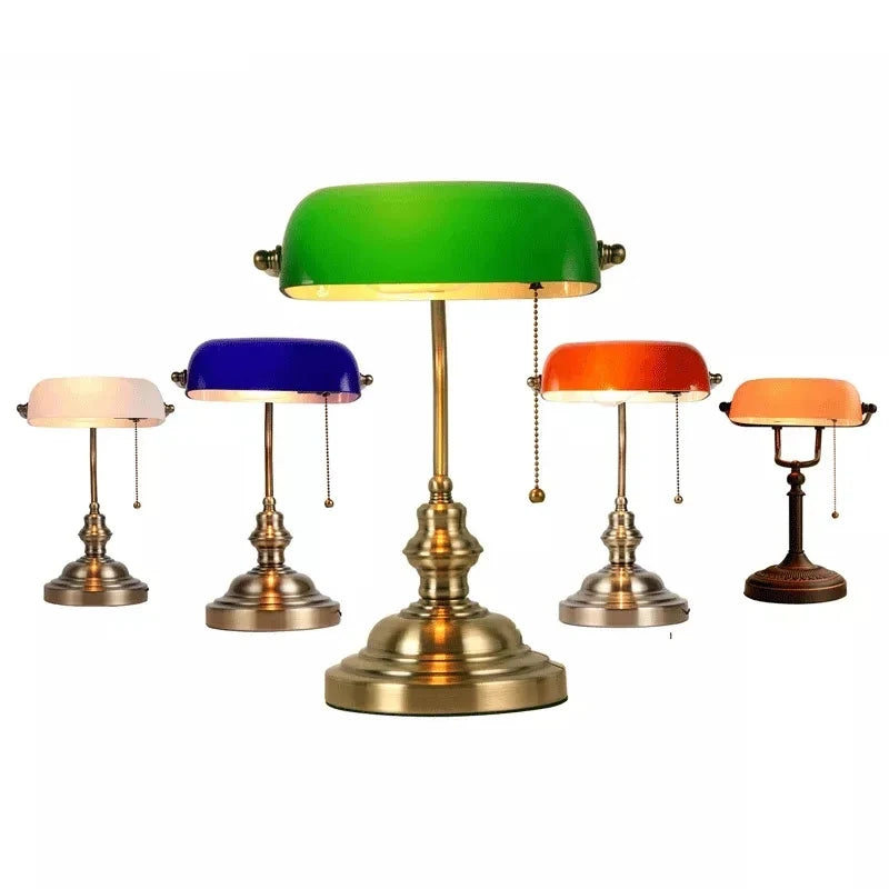 Modern vintage matted orange glass table lamp with zipper switch plug banker desk lamp for living room bedroom bedside office