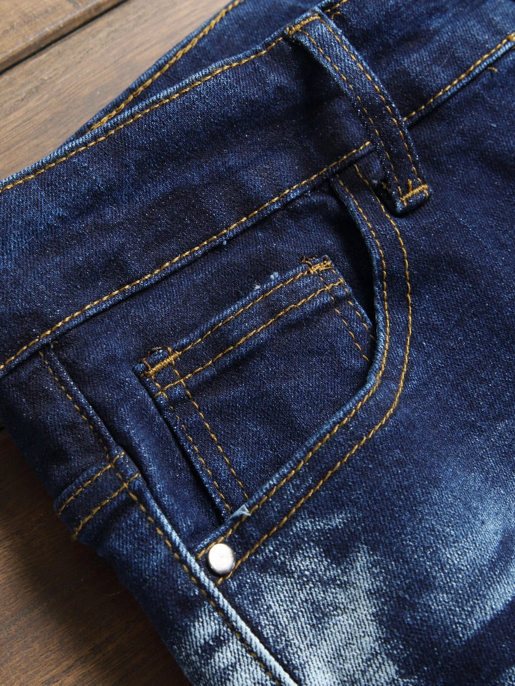 Stylish Mid Stretch Slim Fit Jeans - Men's Mid Waist Distressed And Ripped Denim Jeans With Tassels For All Seasons Street Wear