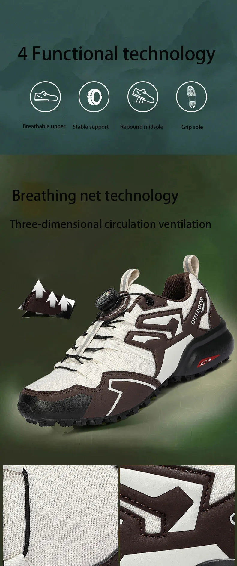 Hiking Shoes Non-Slip Outdoor Cross-Country Travel Shoes Tactical Training Shoes Breathable Casual Lockless Bicycle Shoes Men