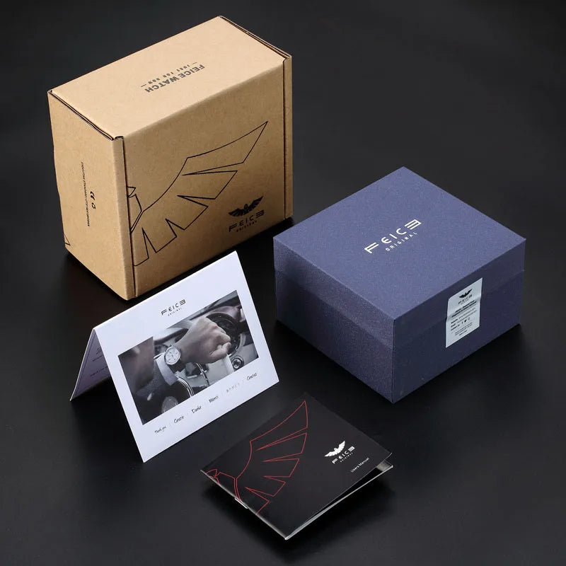 FEICE Men's Automatic Watch  Classic Bauhaus Mechanical Watch Curved Mirror Waterproof Casual Dress Watches FM506