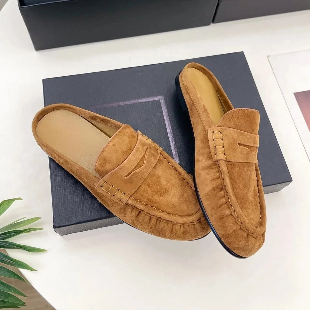 Genuine Leather Round-toes Mary Janes Slingback Gladiator Sandals Mules Loafers Female Slip-Ons Handmade Shoes Zapatos De Mujer