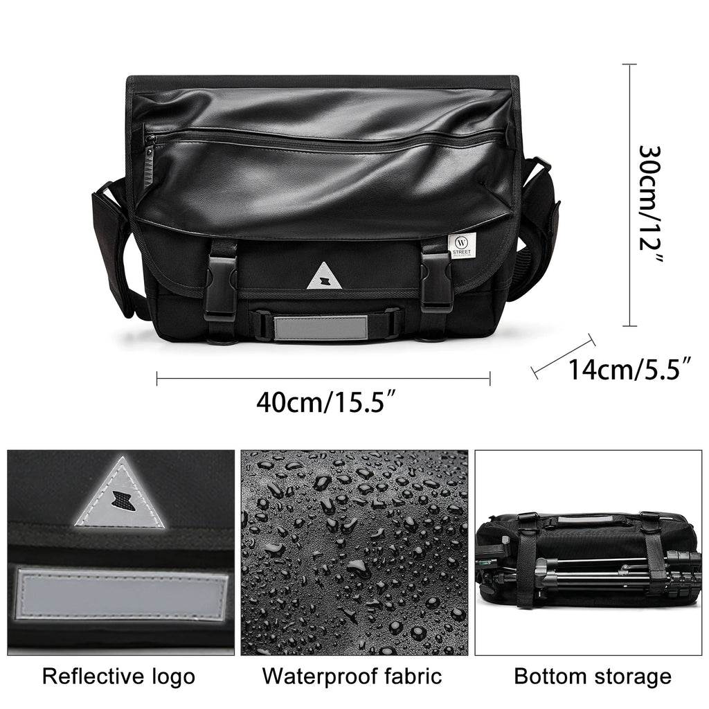 Messenger Bag for Men, Chest Shoulder Sling Bag, 15.6 Inch Laptop Satchel, Briefcase Crossbody Bag for Teenagers, Adults Outdoor
