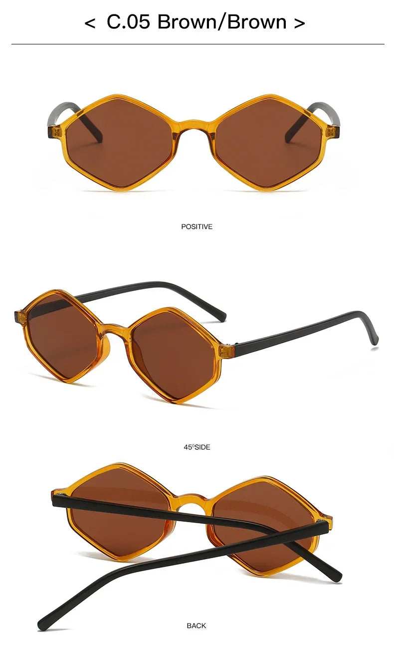 2025 Sunglasses for Women Rhombus Clear Blue Sun Glasses Irregular Vintage Small Frame Goggle UV400 Ladies Lentes De Sol Mujer