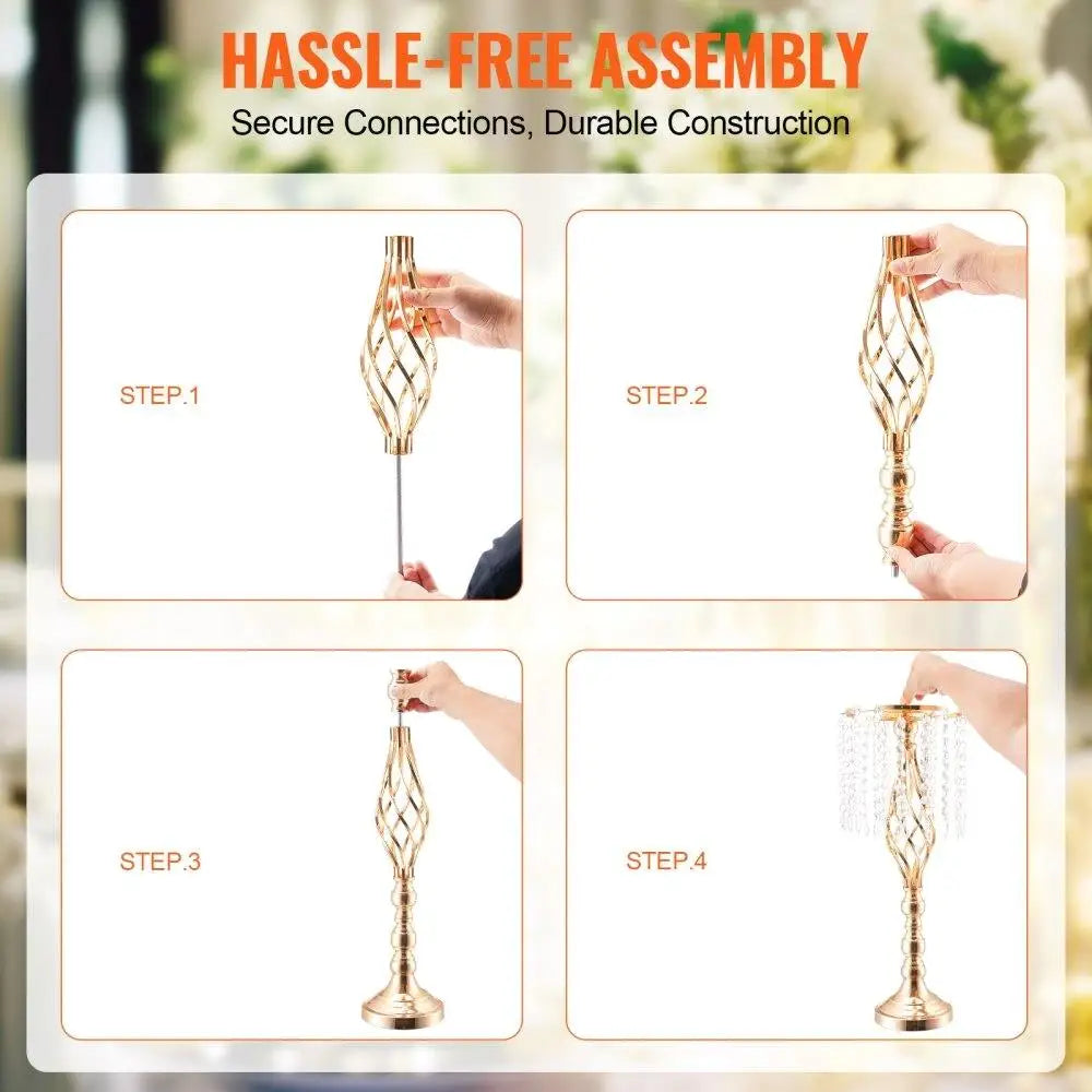 Set of 2 55cm/21.65 Tall Crystal Wedding & for party Decor Flower Stand Vases