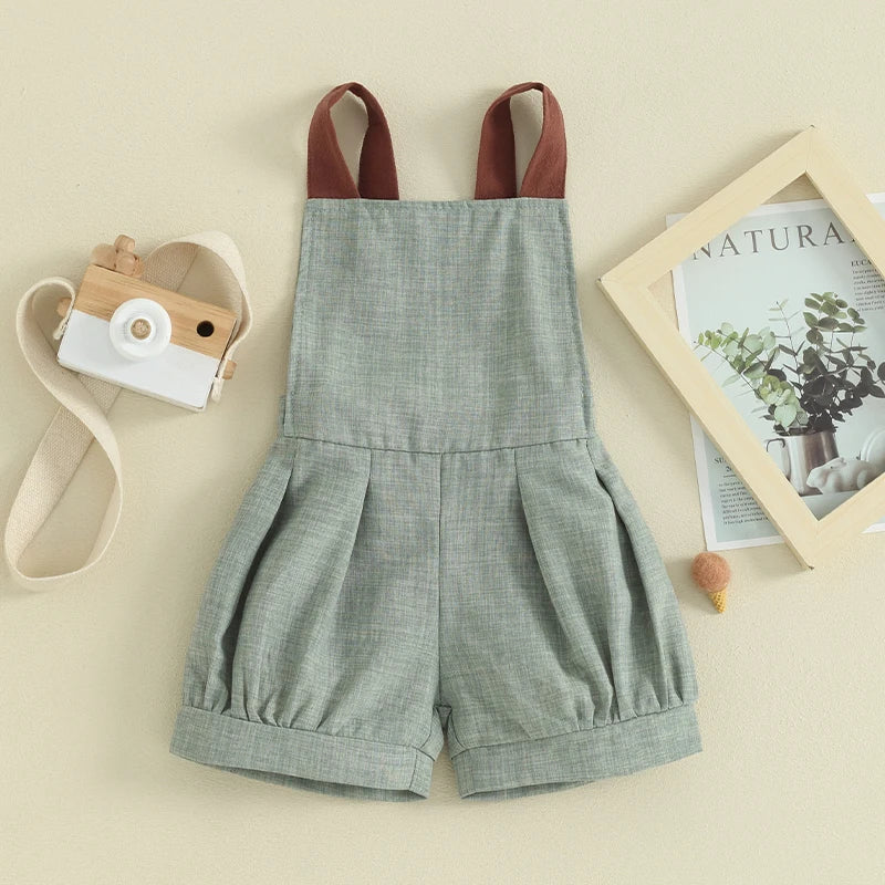 Infant Boys Denim Overalls Sleeveless Patchwork Straps Shortall Summer Backless Toddler Romper Jumpsuit Outfit for Baby