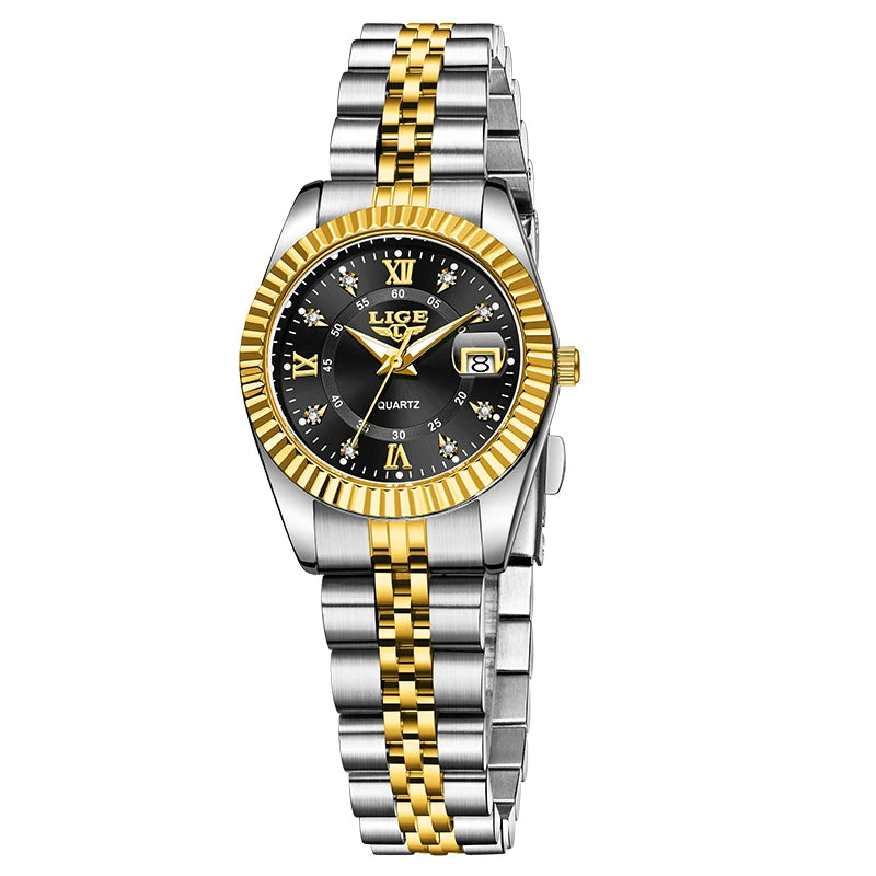 LIGE Top Luxury Watches For Women Vintage Fashion Ladies Watch Waterproof Date Stainless Quartz Wristwatches Reloj Mujer 2025