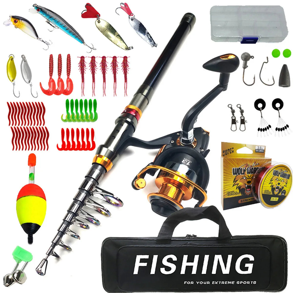 Fishing gear combination short sea fishing rod set, far throw Luya rod wheel warehouse bait box full set